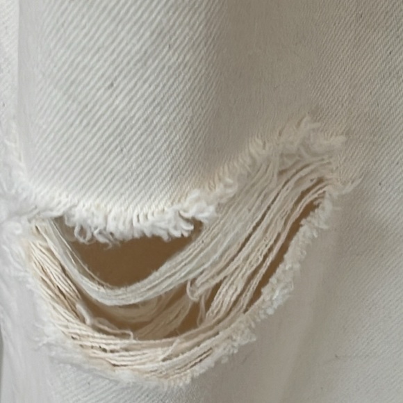 Levis Jeans Wedgie Straight No Waistband beige cream raw hem button fly sz 28 - Picture 15 of 17